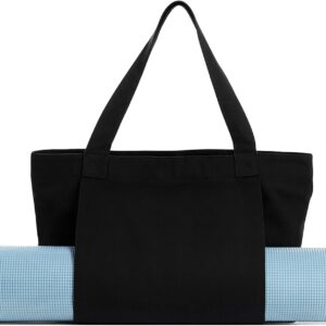 Yoga Mat Carrier, Gym Bag With Yoga Mat Holder, Women Canvas Tote With Shoulder Strap For Pilates, Travel, Office, Sports, Workout And Beach – Inner Zippered Pocket, Fits Standard And Small Mats