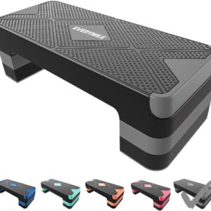 EVERYMILE Aerobic Exercise Step, Adjustable Aerobic Stepper for Exercise, Workout Step Platform, Step Up Box, 26.5″ Step Deck with 4” 6” 8” Adjustable Height Risers, Women Home Gym Fitness