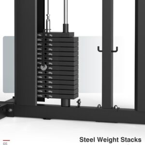DONOW Smith Machine with Weight Stacks Home Gym Sytem Power Cage Squat Rack Dual Cable Crossover Machine All in One