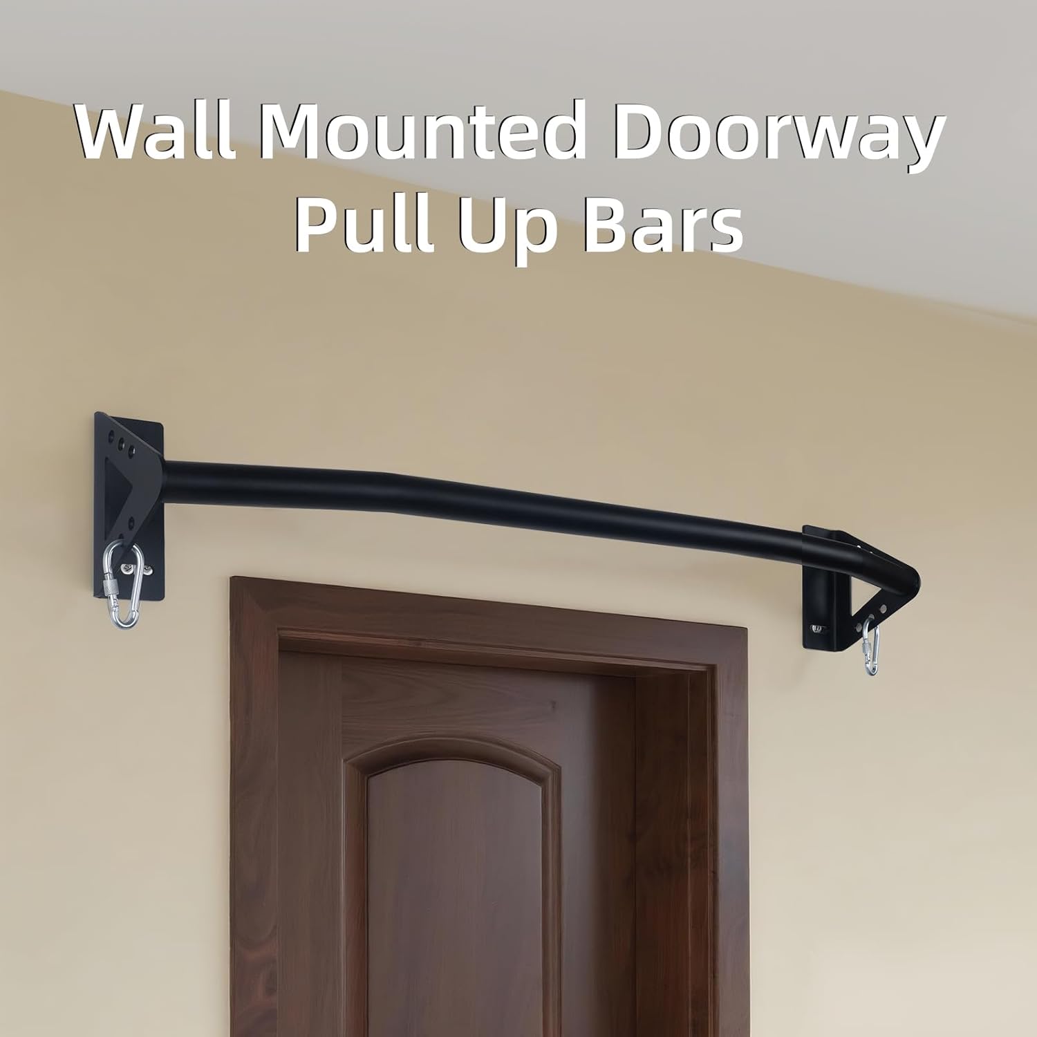 Wall Mounted Heavy Duty Pull Up Bar Doorway With Assist Band, Strength Training Pullups Bar for Doorframe, Thick Metal Sturdy Wall Hanging Bar, Wood Beam or Joist Mount Chin Up Bars 500 lbs - Image 3