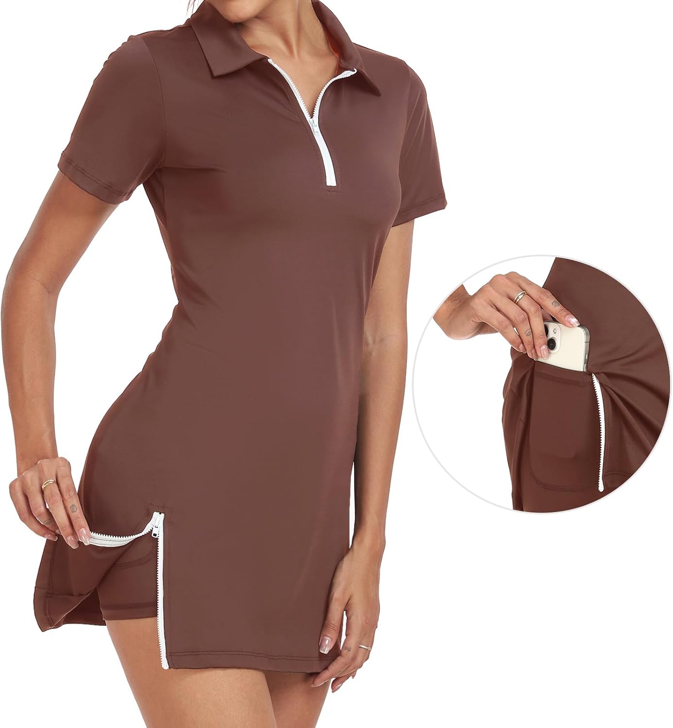 Womens Two Piece Tennis Golf Dress Active Athletic Exercise Sports Wear Dresses for Women with Pocket Separate Shorts - Image 5