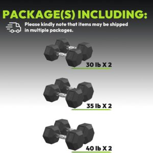 Hex Dumbbell Set, 30-480 lb Set Rubber Encased Exercise & Fitness Dumbbells, Weights Dumbbells Set, Hand Weight for Strength Training
