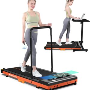 Walking Pad, Under Desk Treadmill for Home with handrail, Portable Treadmill LED Display Remote Control 300 lbs Capacity