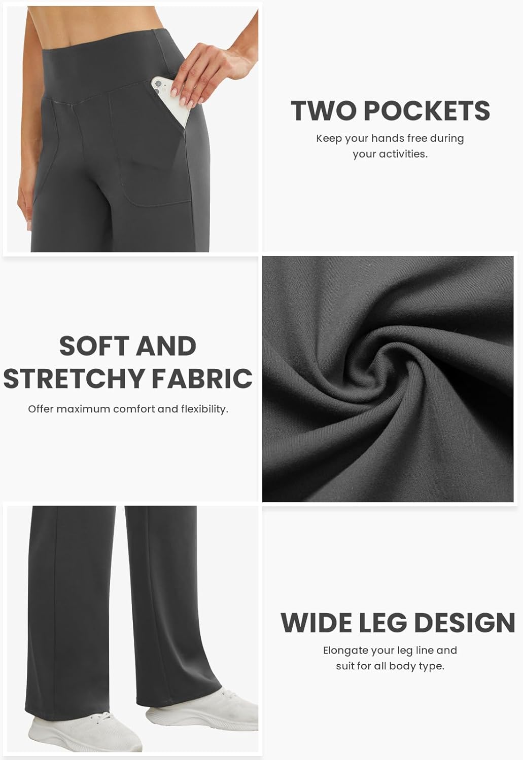 Wide Leg Pants Woman High Waist Yoga Pants with Pockets Loose Stretch Dress Work Sweatpants Casual Lounge - Image 4