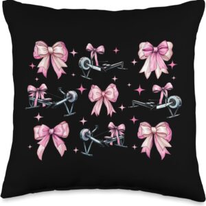 Coquette Bow Rowing Machine Rowing Workout Girl Mom Pink Throw Pillow