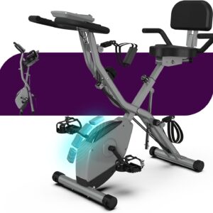 Indoor Exercise Bike for Seniors, 5 IN 1 Foldable Stationary Bike with Tri-Position Ride, 300LBS Capacity and 5.5 LBS Flywheel, Designed for Home Gym