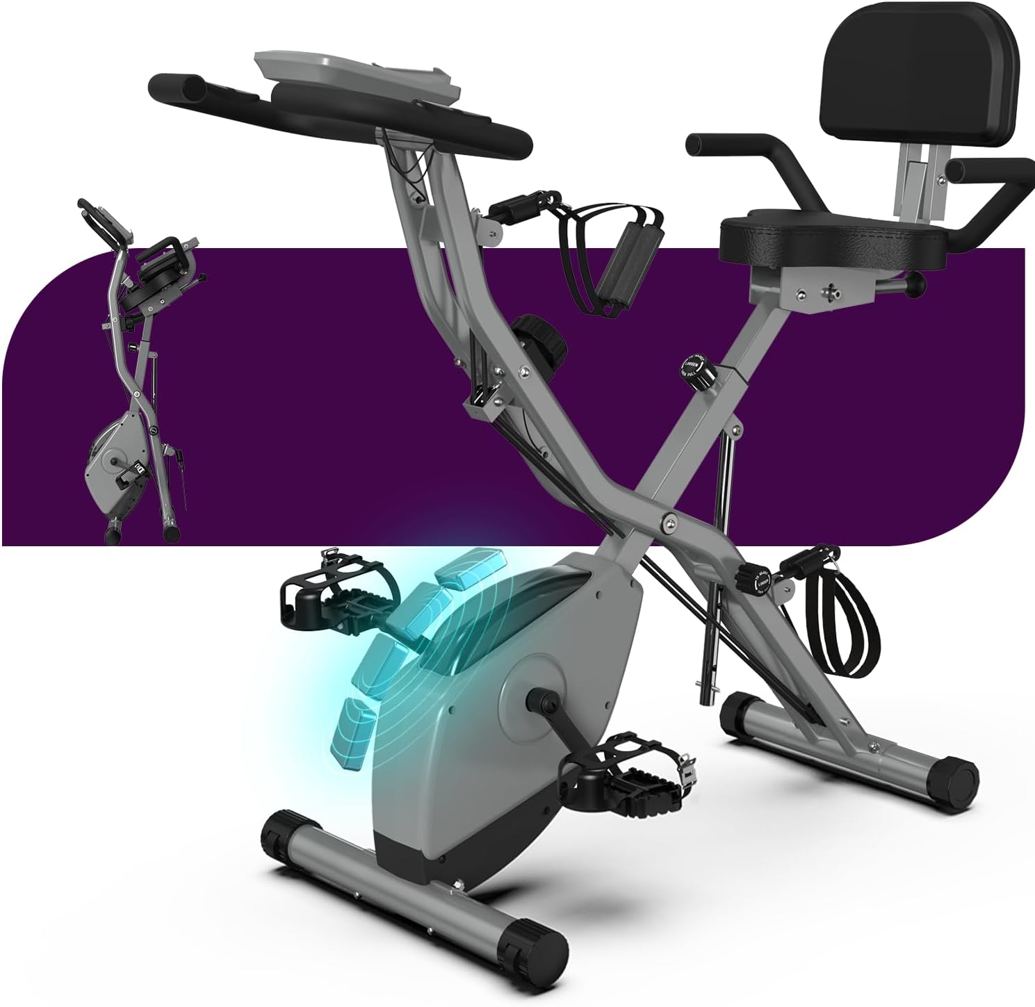 Indoor Exercise Bike for Seniors, 5 IN 1 Foldable Stationary Bike with Tri-Position Ride, 300LBS Capacity and 5.5 LBS Flywheel, Designed for Home Gym
