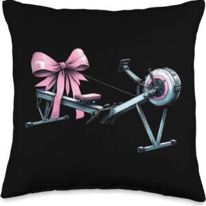 Coquette Bow Rowing Machine Rowing Workout Girl Mom Pink Throw Pillow