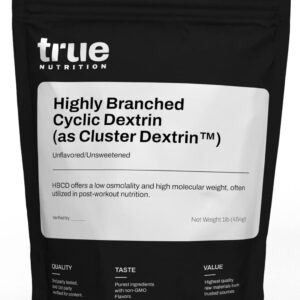 True Nutrition – Highly Branched Cyclic Dextrin – Carbohydrate Powder for Sustained Intra-Workout Energy, Enhanced Post-Workout Muscle Recovery – Vegan and Non-GMO – Unflavored 1lb