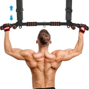 BESTHLS Wall Mounted Pull Up Bar and Dip Station, Heavy Duty Wall Mount Pull-up Chin Up Bar Multifunctional Home Gym Workout Indoor Exercise Equipment Support to 440 Lbs