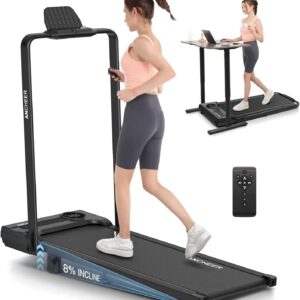 ANCHEER Walking Pad Treadmill with Incline and Handle Bar – Under Desk Treadmill 4 in 1 Folding Treadmills for Home Office/LED Display/Dual Control/12 Preset Programs