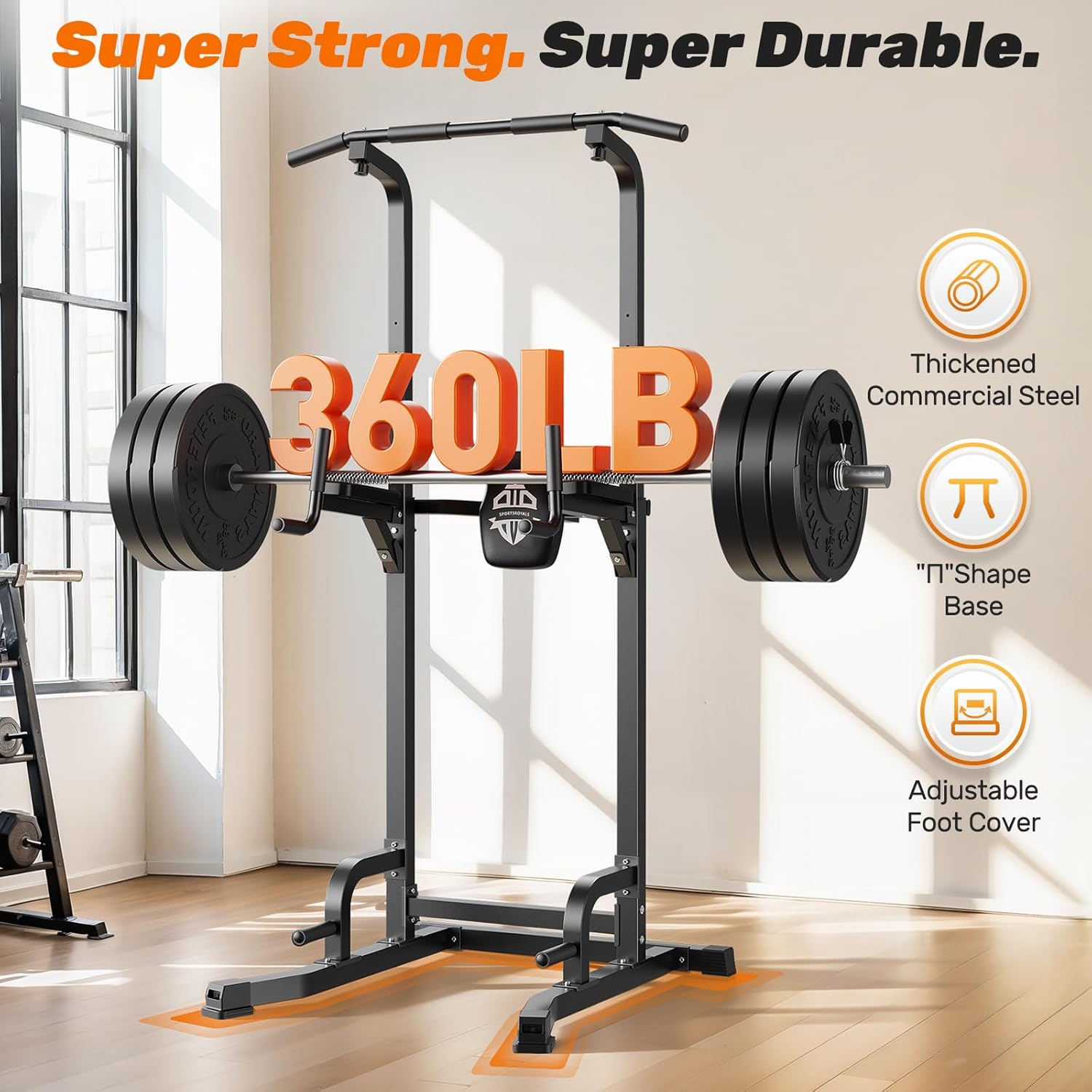 Sportsroyals Power Tower Pull Up Bar Station, 450LBS Stable Pull Up Dip Station for Home Gym Strength Training Equipment - Image 2
