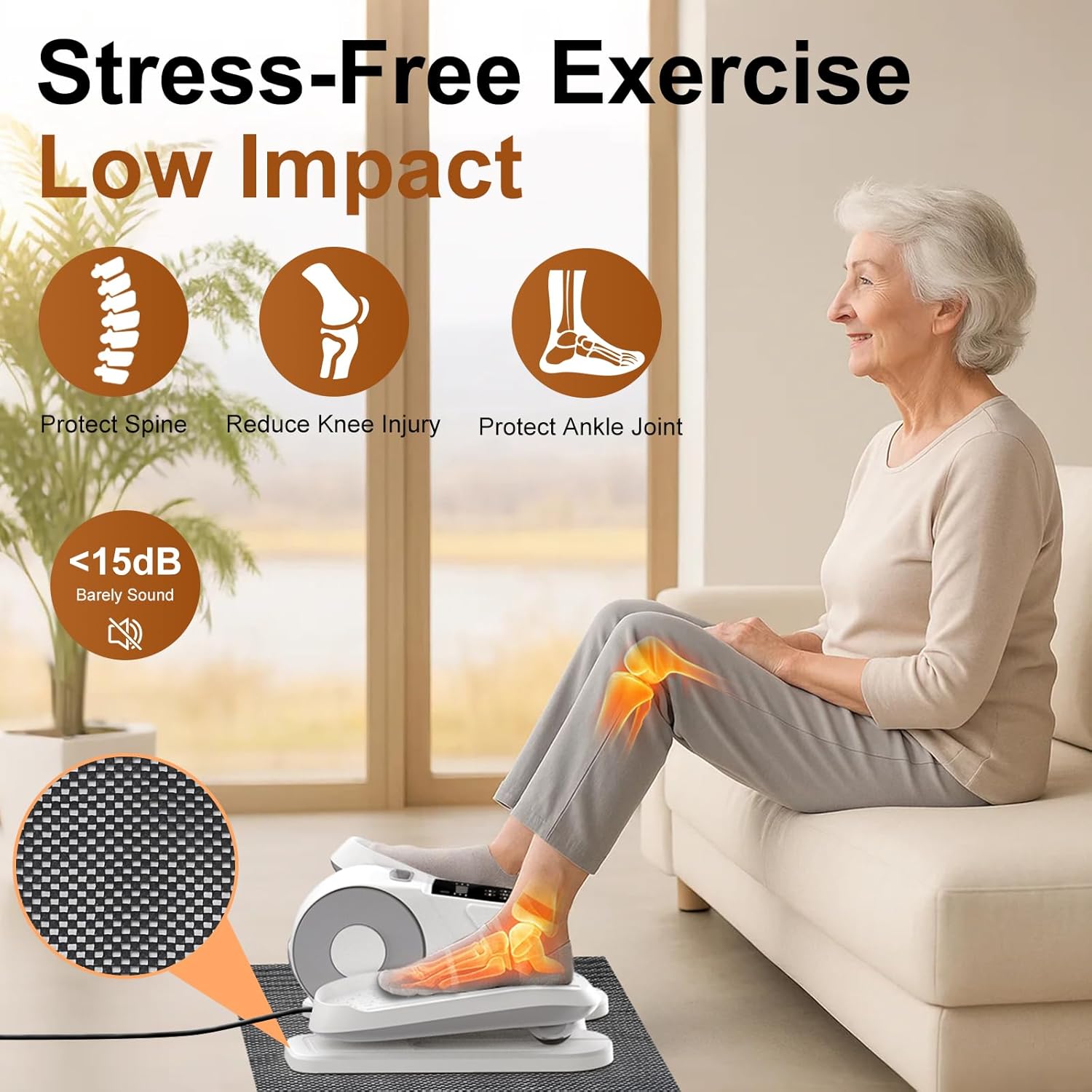 VIVURN® 028 Under Desk Elliptical 12 Speed 5 Modes Motorized Leg Exerciser While Sitting for Seniors As Seen on TV Low Impact Electric Pedal Exerciser with Non-Slip Mat Quiet for Home and Office - Image 2