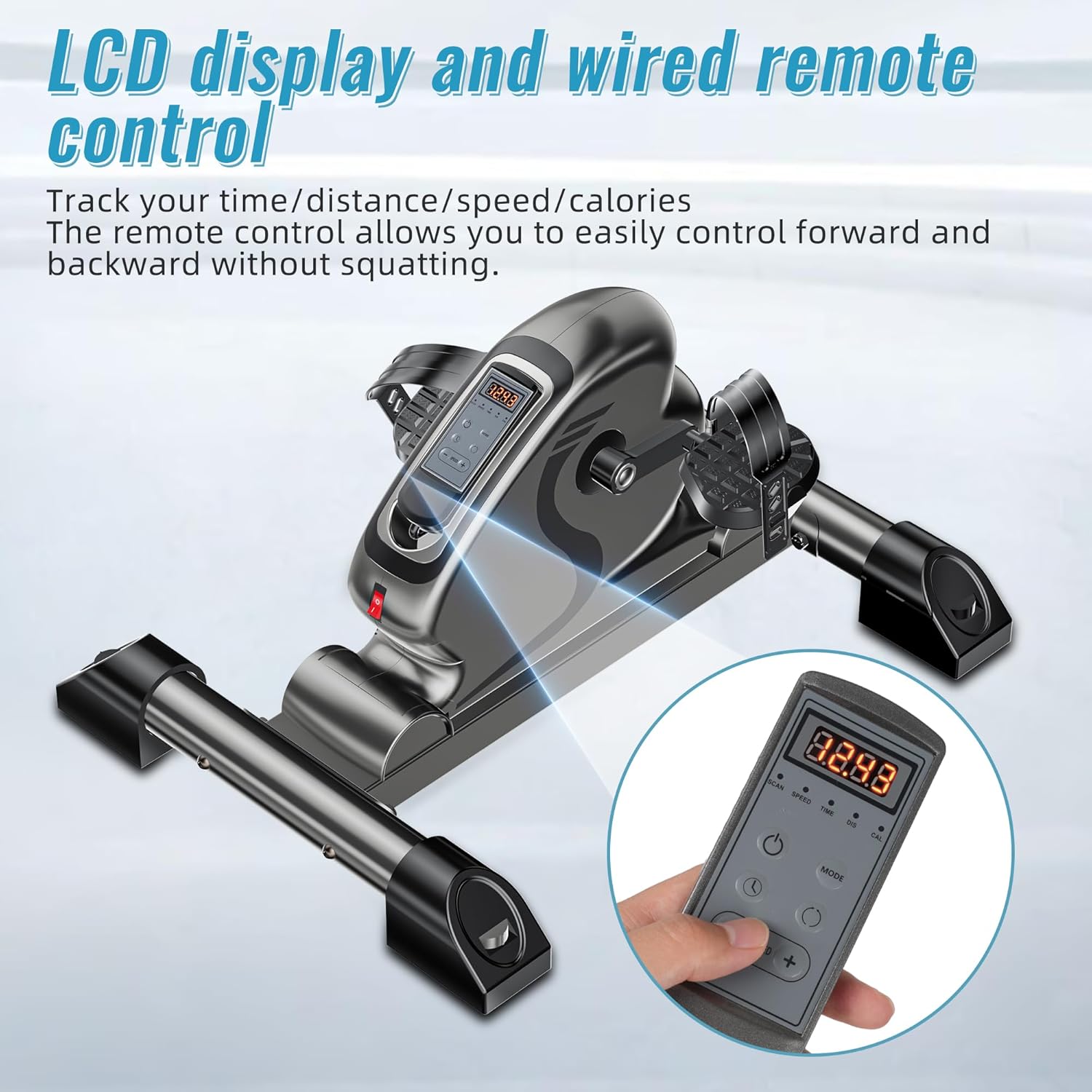 Mini Exercise Bike Electric Pedal Exerciser with Upgraded Non-slip Base Remote Control Indoor Under Desk Bike for Hand, Arm, Knee, Leg Home Recovery Workout Equipment Elderly Motorized Exerciser - Image 2