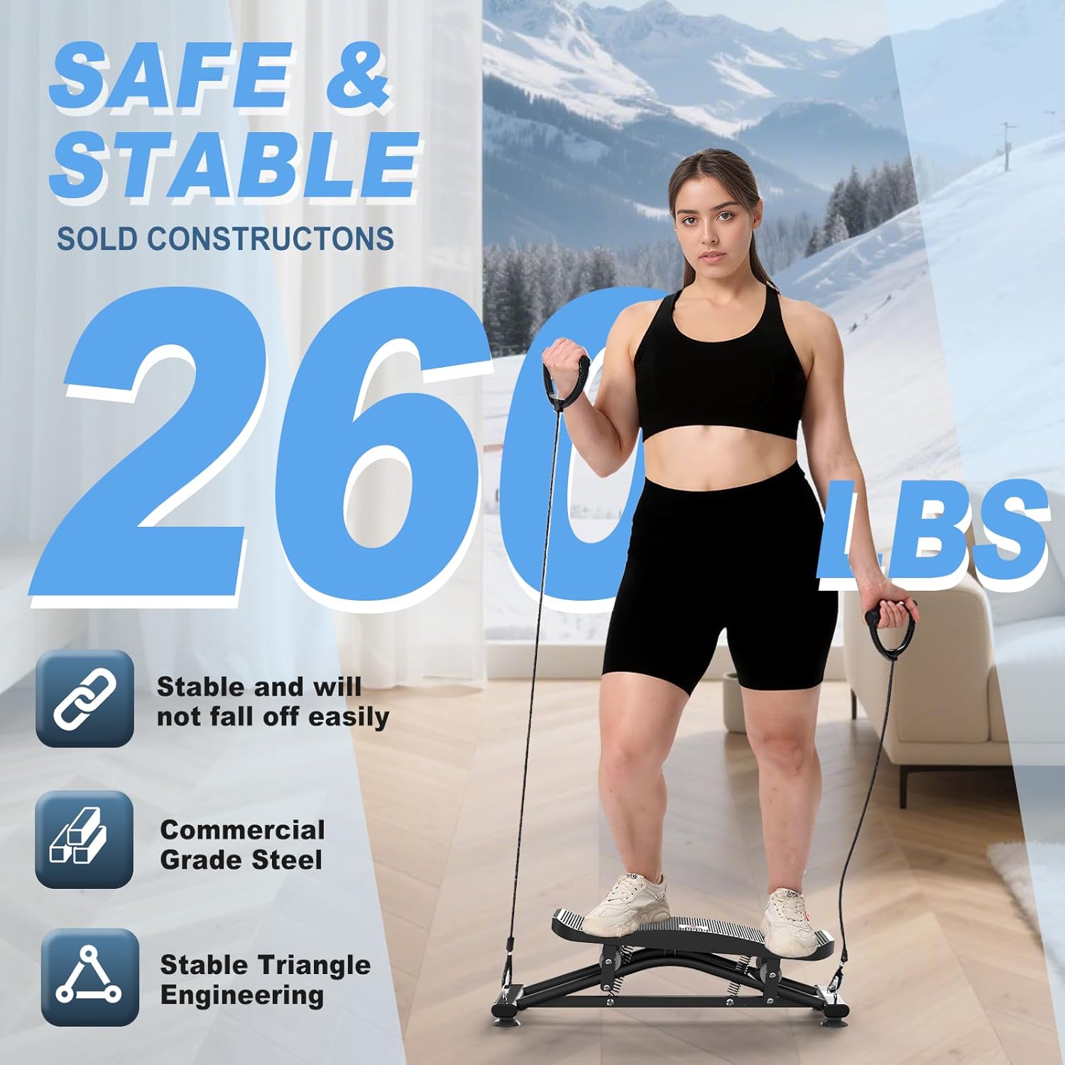 Balancing Machine for Full Body Workout,Simulated Ski Full Body Cardio Workout Equipment,Sliding Ski Simulator with Resistance Bands,Portable Twist Balance Trainer Featuring LCD Display - Image 5
