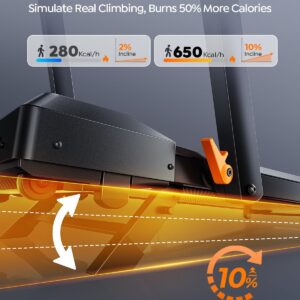 Foldable Treadmill with 10% Incline, 2.5HP Walking Pad with Handle Bar, 300 lb Capacity Treadmills for Home/Office, Under Desk Treadmill with App & Bluetooth Speaker, 0.6-10MPH