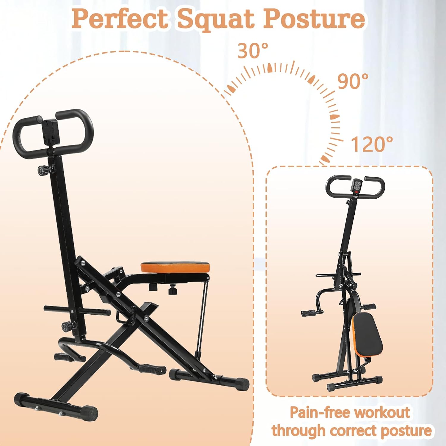 Squat Machine for Home, Squat Ride / Rowing Machine with Adjustable Resistance, Foldable Exercise Equipment, Glute & Leg Cardio Workout Machine - Image 6