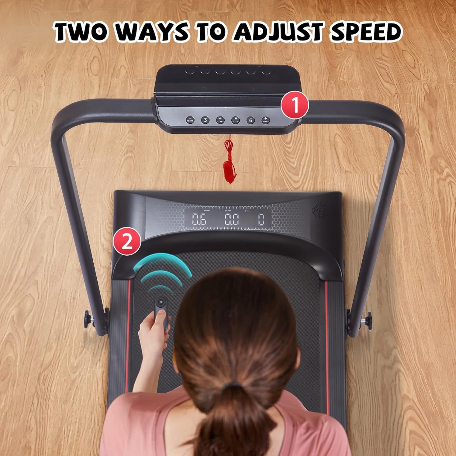 Walking Pad, Under Desk Treadmill 2.8HP Walking Pad Treadmill Under Desk No Installation Required with Cell Phone Holder LED Display Maximum Load 300LB Suitable for Home Treadmill in Small Space - Image 3