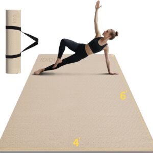 Large Yoga Mat (6’x 4′) – Extra Long and Wide 72 x 48 inches, Non-Slip POE Fitness Mat, Eco-Friendly, Thick Wide Exercise Mat for Home Workouts,Ideal for Yoga and Pilates.