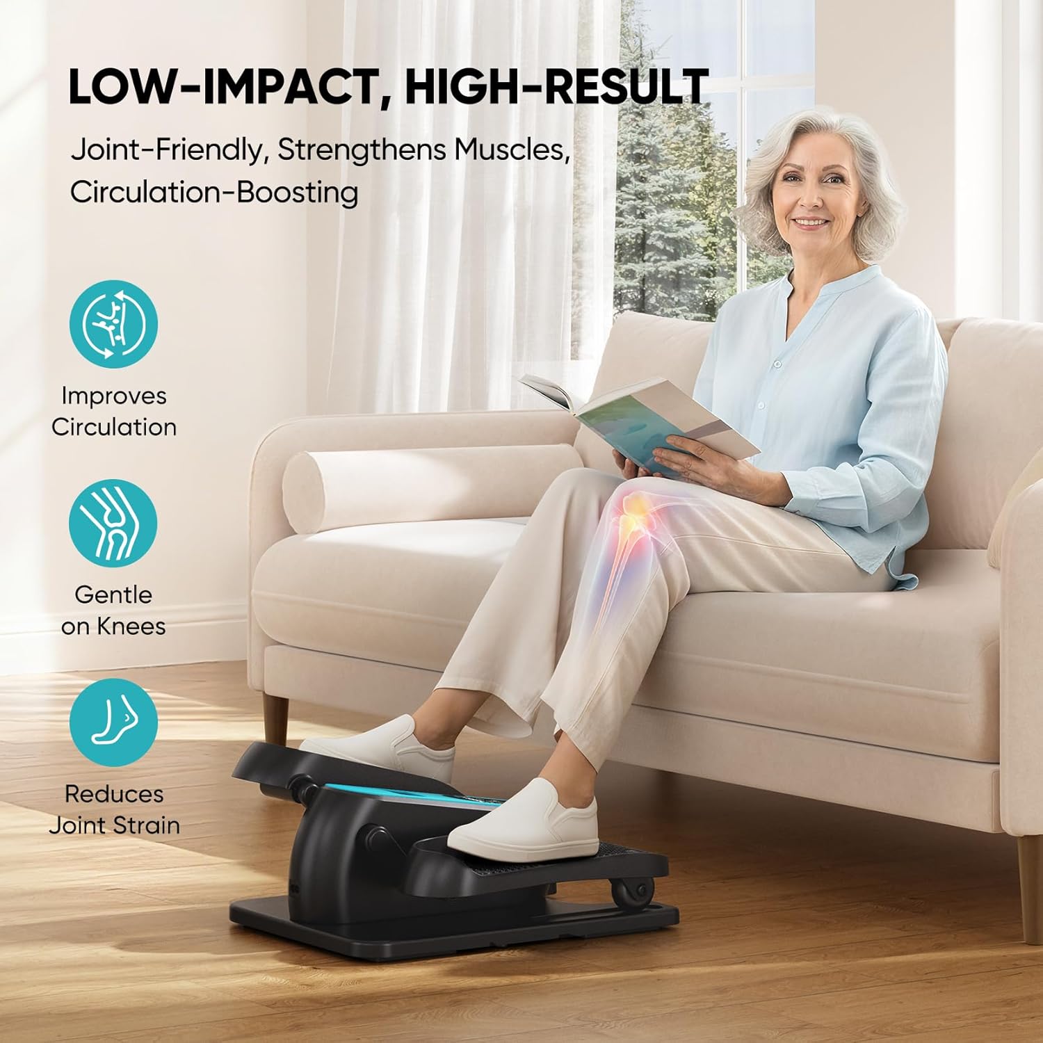 Dripex Under Desk Elliptical Machine, Electric Leg Exerciser While Sitting for Seniors, Portable Seated Pedal Exerciser with 12 Level Speeds, Remote Control, 6 Auto preset Programs - Image 6