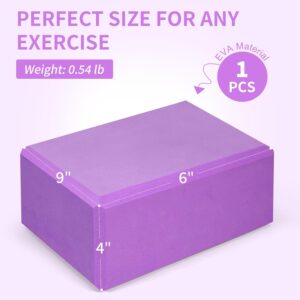 Yoga Block, Large Yoga Block 9x6x4 Inches, Sturdy Yoga Foam Blocks, High Density & Non Slip Surface for Yoga, Pilates & Stretching, Fitness Accessories for Stability & Balance