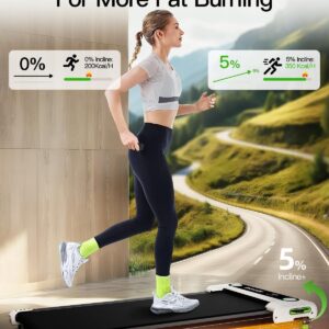 AKLUER Walking Pad with Incline, Under Desk Treadmill for Home, 2.5HP Portable Treadmills with Remote Control, 4 in 1 Incline Treadmill with LED Display