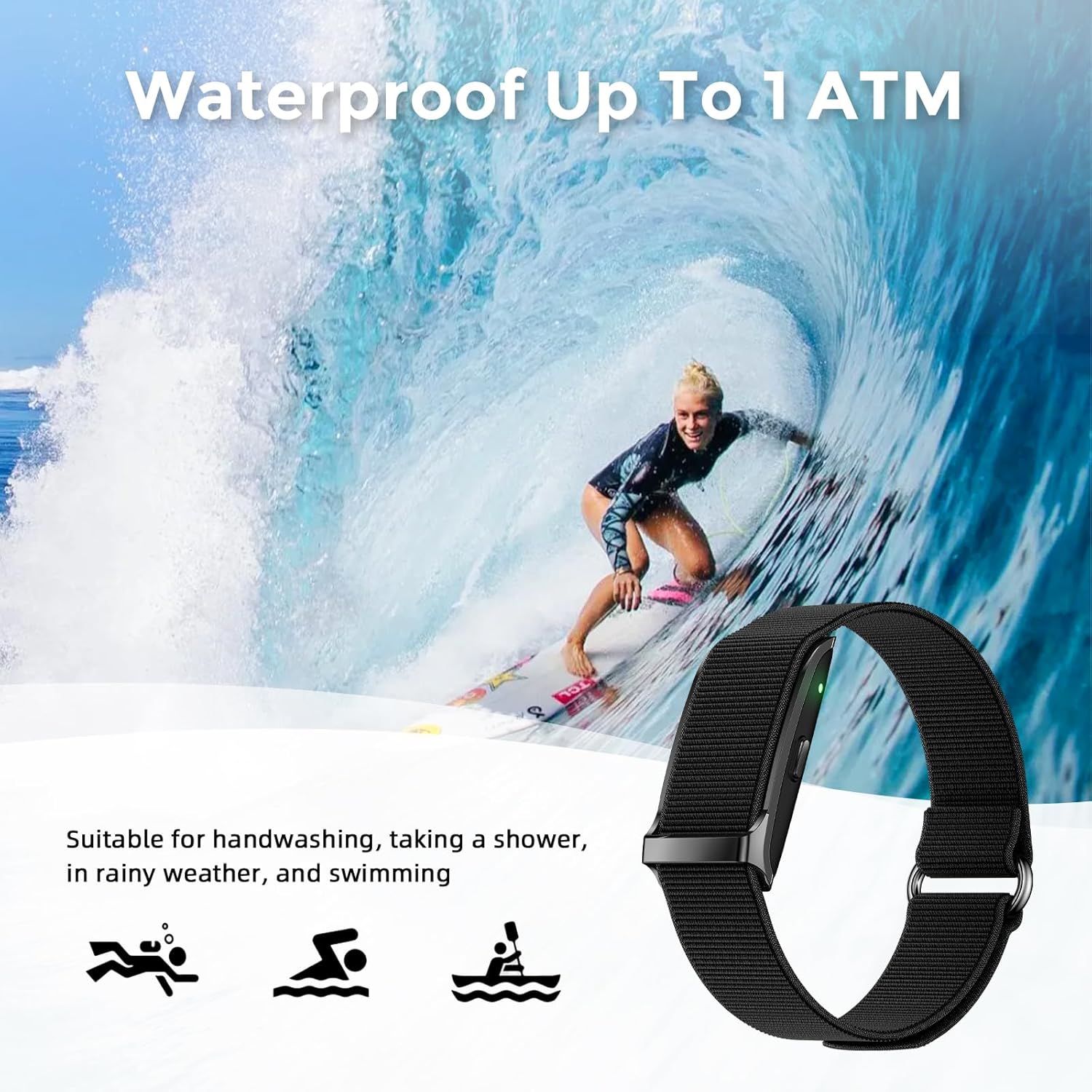 Smart Health Wristband, Bluetooth Connected Wearable Fitness Tracker, 127 Exercise Modes, 1ATM Water Resistant, Tracks Heart Rate/Blood Pressure/SpO2/Sleep/Steps - Image 6