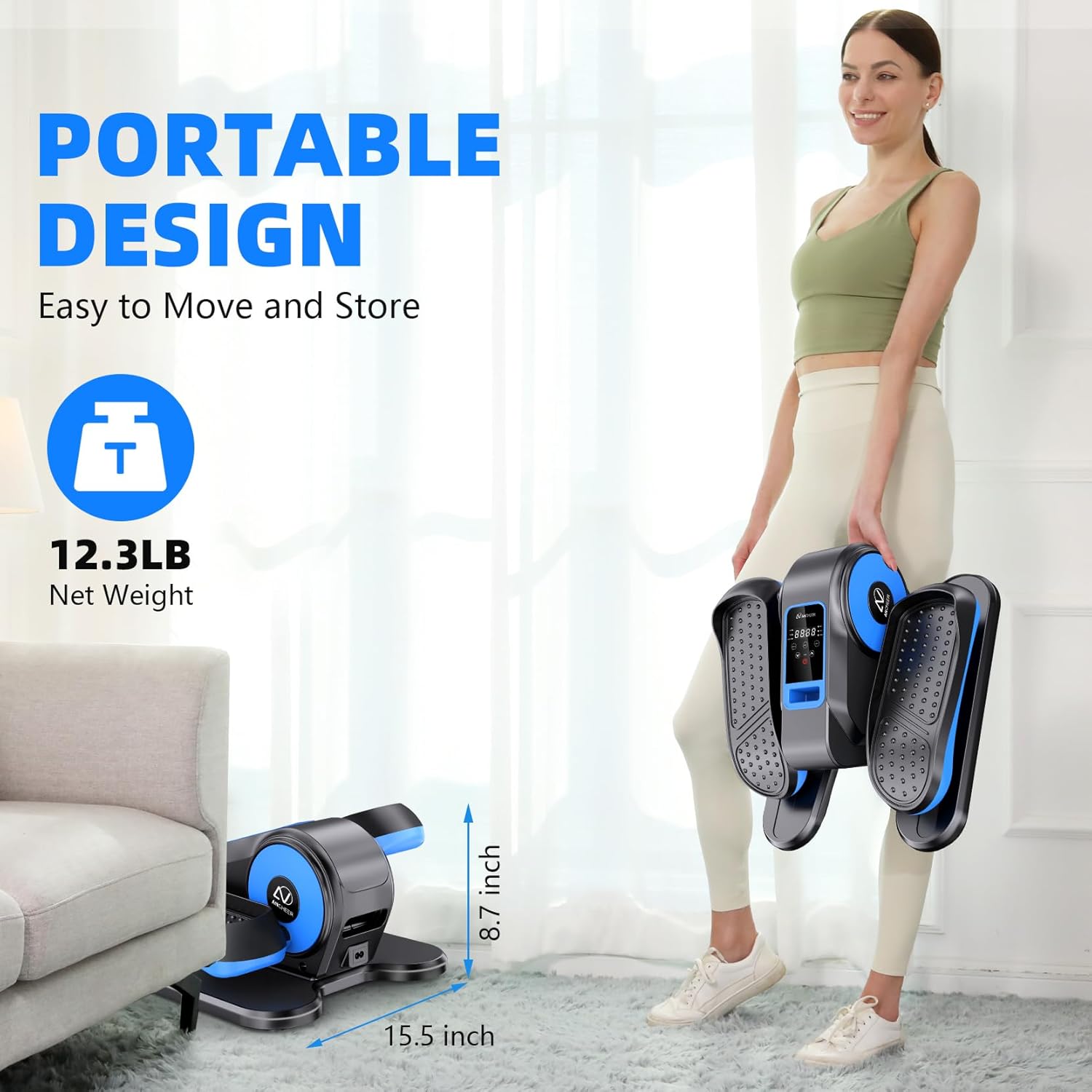 ANCHEER Under Desk Elliptical Machine, Ellipse Leg Exerciser for Seniors with 12 Adjustable Speeds, Quiet & Portable Electric Seated Pedal Exerciser with Remote Control - Image 7