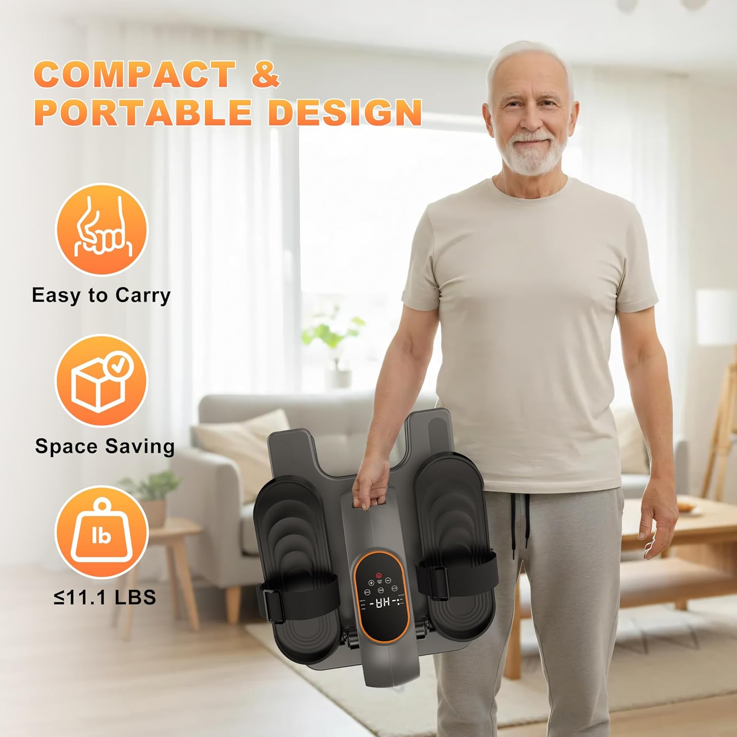 Mini Under Desk Elliptical Low Impact Electric Leg Exerciser As Seen on TV for Seniors with 15 Adjustable Speed Quiet & Portable for Home and Office with Non-Slip Mat & Foot Straps - Image 7