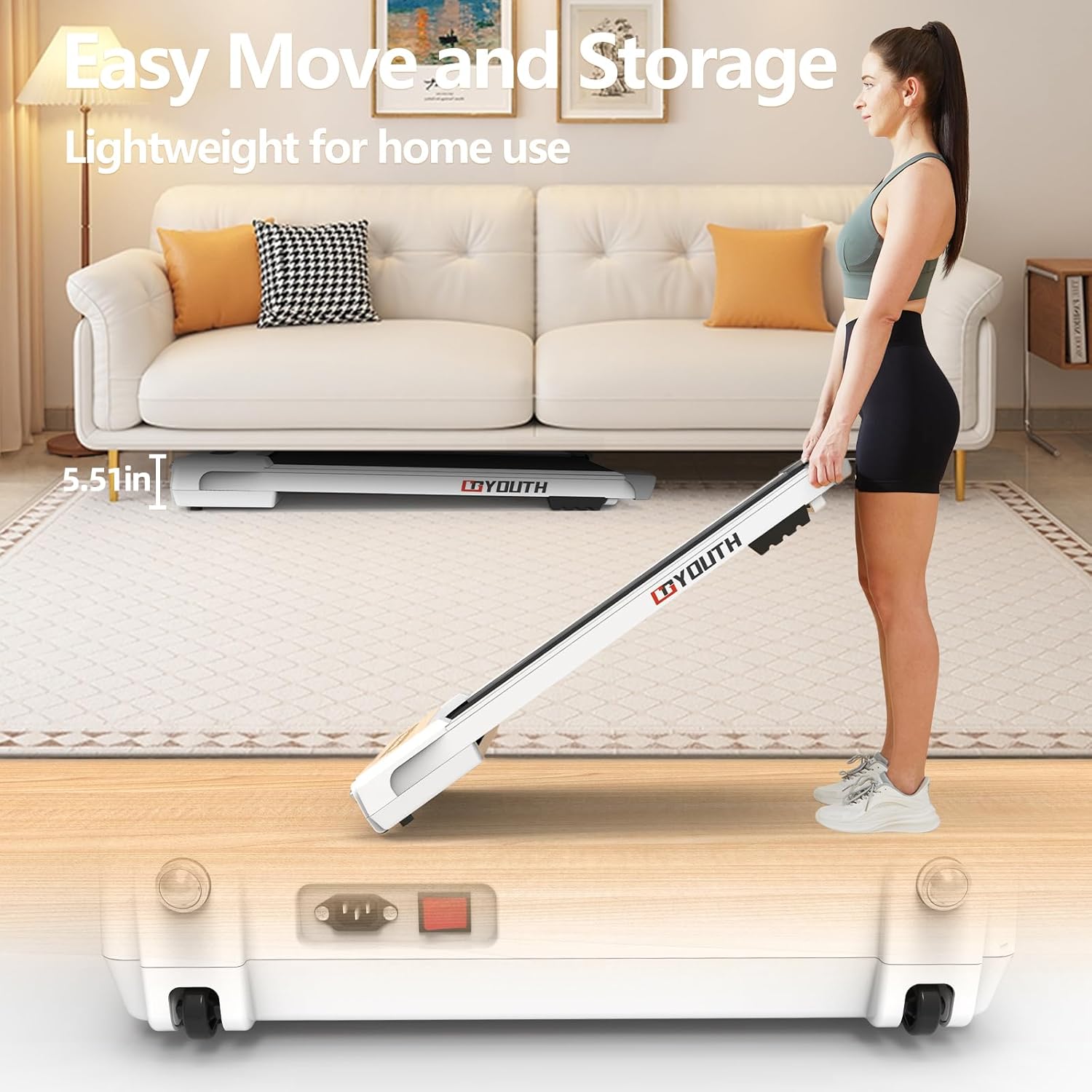 GOYOUTH 2 in 1 Under Desk Electric Treadmill Motorized Exercise Machine with Wireless Speaker, Remote Control and LED Display, Walking Jogging Machine for Home/Office Use - Image 4