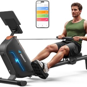 MERACH Rowing Machines for Home, Powerful Electromagnetic Row Machine with 51.2″ Extended Rail, 16-Level Handle Resistance Adjustment Rower, 350 LBS Load Capacity, Ergonomic Comfort Seat, Easy Storage
