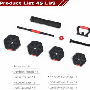 VIVITORY Dumbbell Sets Adjustable Weights, Free Weights with Connector, Non-Rolling Adjustable Dumbbell Set, Barbell for Home Gym, Hexagon, Cement Mixture