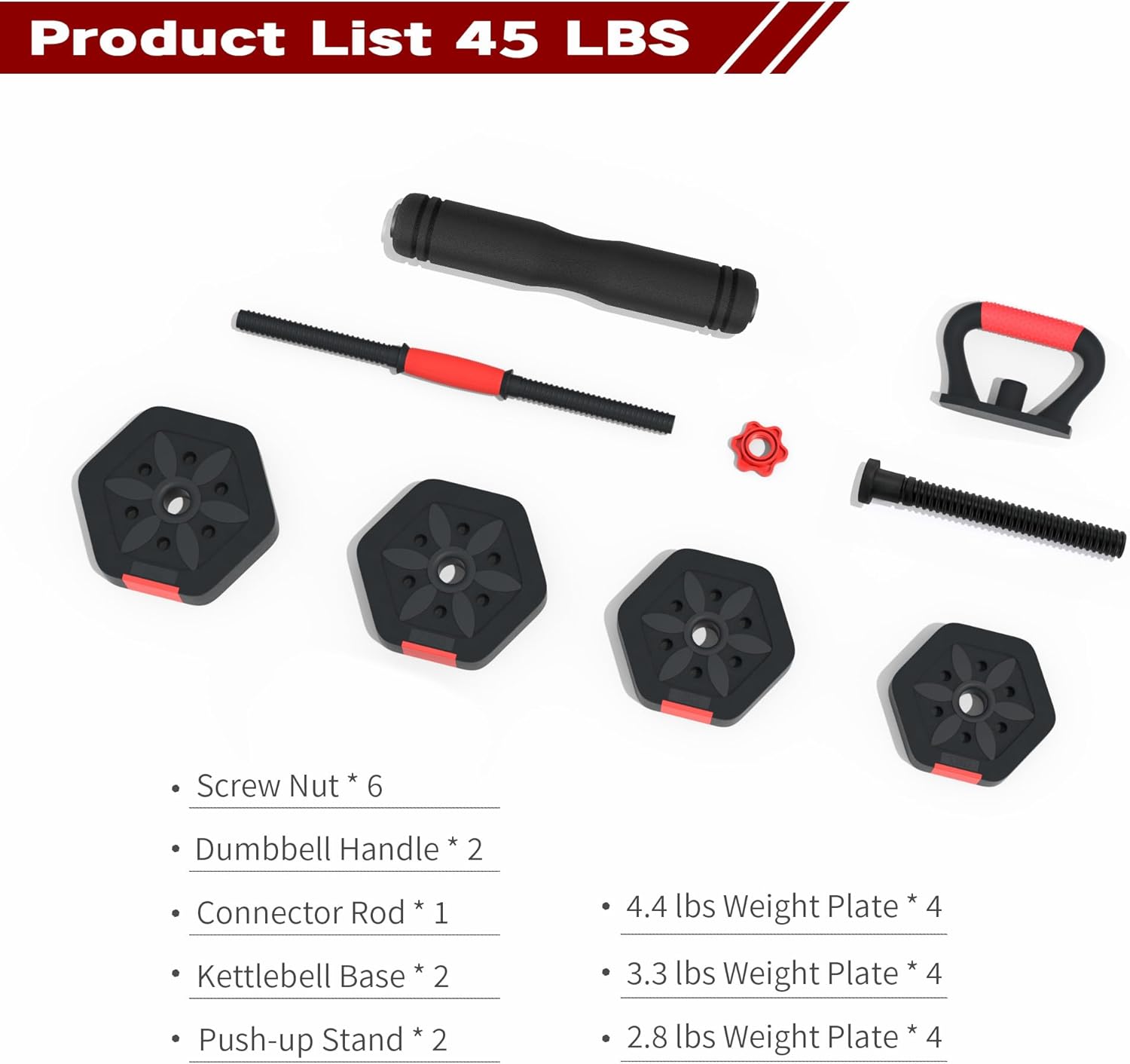 VIVITORY Dumbbell Sets Adjustable Weights, Free Weights with Connector, Non-Rolling Adjustable Dumbbell Set, Barbell for Home Gym, Hexagon, Cement Mixture - Image 2