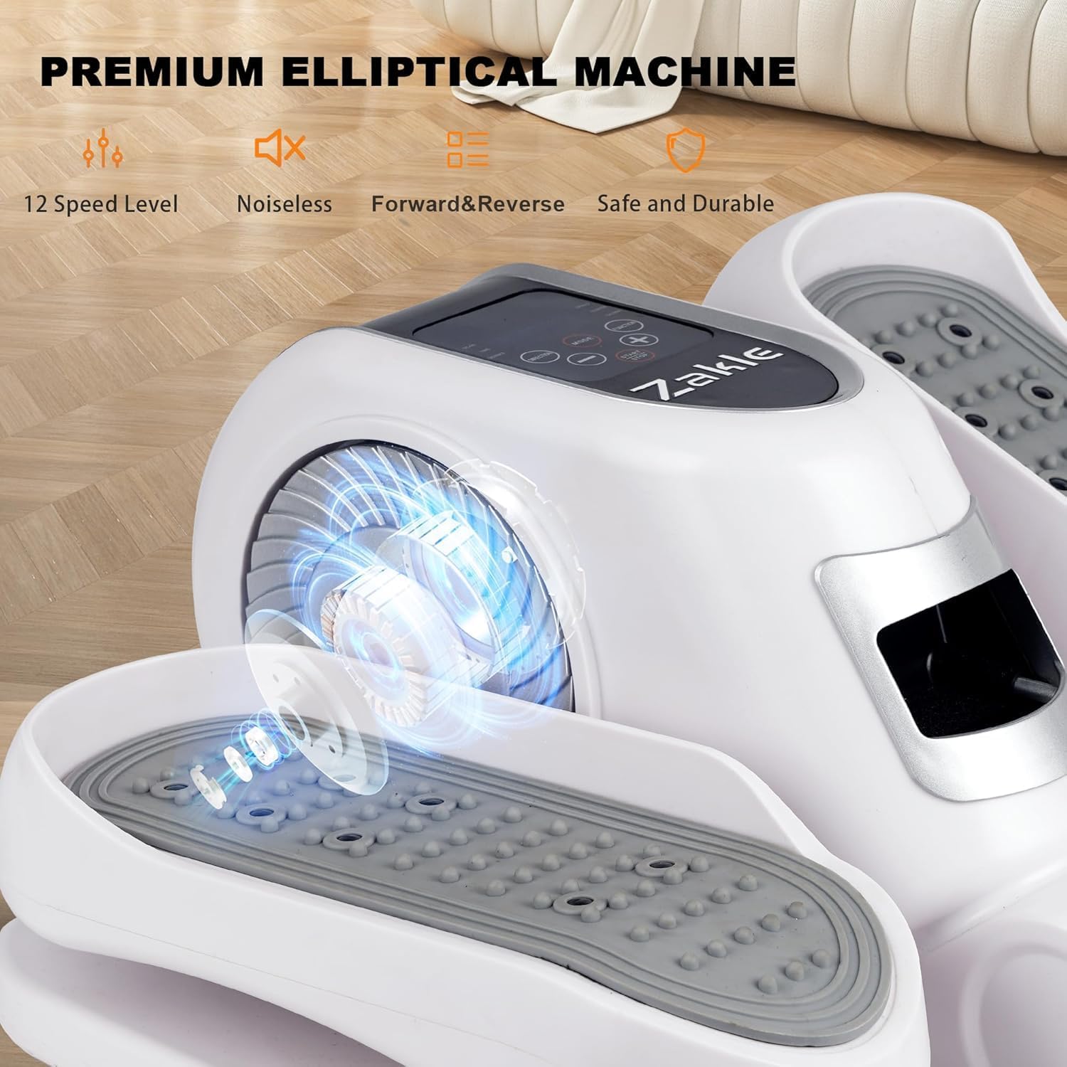 Zakle Under Desk Elliptical Machine, Electric Elliptical Training Machine w/Remote Control, 12 Speed Levels, Quiet Seated Pedal Exerciser for Home Office - Image 6