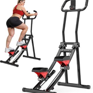 Stair Stepper for Home Gym Exercise, Folding Vertical Climber for Full Body Workout 300LBS Capacity, Compact Stair Climber Cardio Exercise Machine with Adjustable Handlebar & Pedals