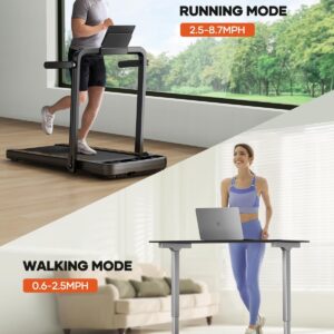 3.0HP Foldable Compact Treadmill,2 in 1 Walking Pad & Jogging Machine for Home/Office,Dual LED Touch Screens Folding Under Desk Motorized Treadmills 265lbs, App& Remote Control,Assembly-Free