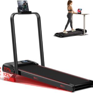 14% Incline Walking Pad Treadmills for Home Small, 4-in-1 Under Desk Treadmill with Handles, Foldable Treadmill with 2.5 HP Quiet Brushless, 330 LBS Capacity