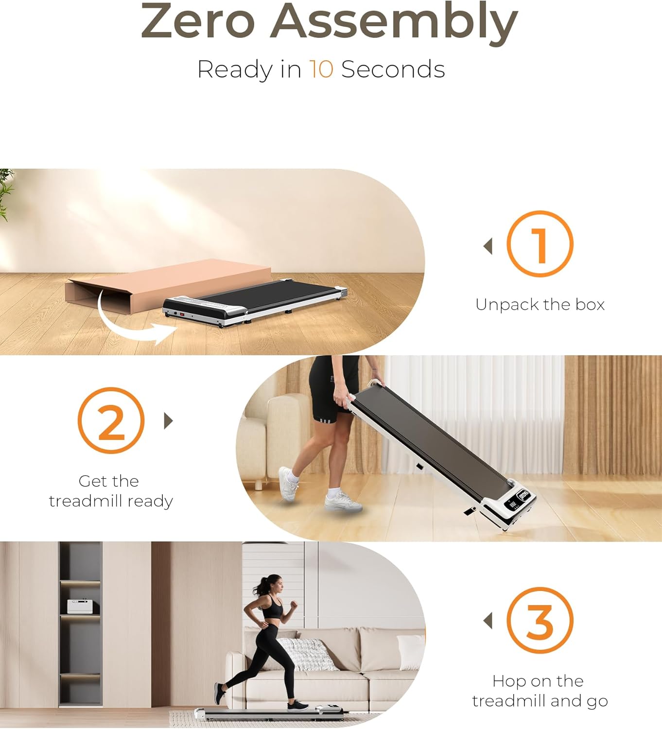 Walking Pad, Under Desk Walking Treadmill, 2.5HP with Remote and LED Display, 3 in 1 Portable with 265 lbs Weight Capacity for Home Office - Image 6