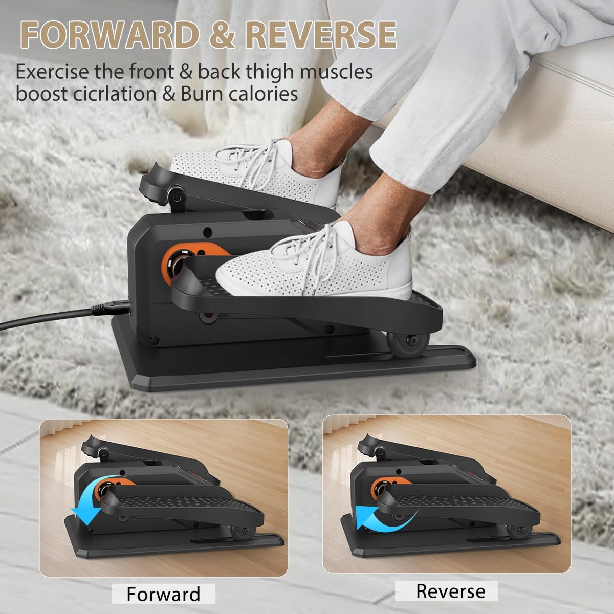 Under Desk Elliptical Machine, Electric Ellipse Leg Exerciser While Sitting for Seniors Adults, Quiet & Portable Electric Seated Pedal Exerciser with Remote Control, 15 Adjustable Speeds, 5 Auto Modes - Image 8