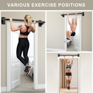 Pull Up Bar Wall Mount 440 LBS Capacity Doorway Chin Up Bar Multifunctional Steel Chinup Bar with with Resistance Band Hooks for Indoor Home Gym Garage