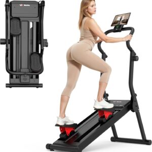 Magnetic Stair Stepper for Home,Vertical Climber Adjustable Resistance Up to 77LBS,Folding Compact Cardio Stair Climber with 350LBS Weight Capacity,19”Extended Stride