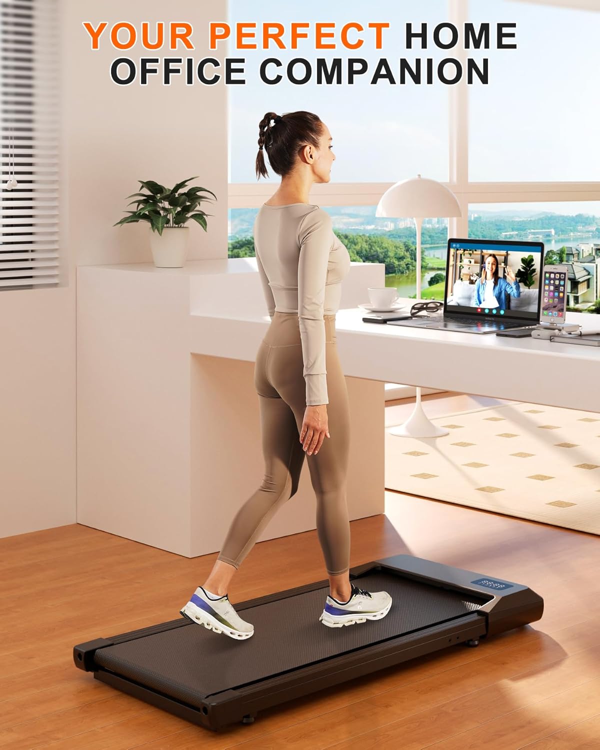 SupeRun Walking Pad, Under Desk Treadmill, 3 in 1 Portable Treadmill with Remote Control LED Display, 2.5 HP Quiet Walking Jogging Machine for Office Home Use, 300 Lbs Capacity - Image 7