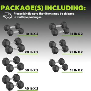 Hex Dumbbell 45-480 lb Set, Rubber Encased Exercise & Fitness Dumbbells for Home Gym, Hand Weights for Strength Training