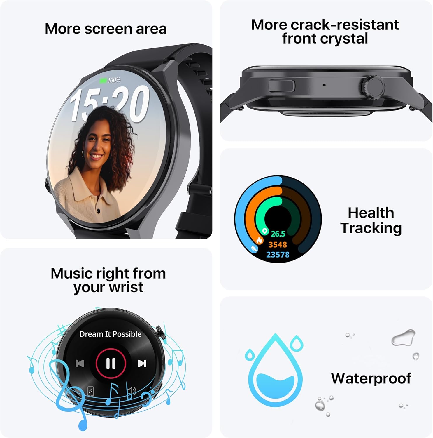 AI Translator Watch,Language Translator Device,Heart Rate & Sleep Monitor, AMOLED Display, Titanium Alloy Waterproof, Multi-Sport Modes,Black - Image 5