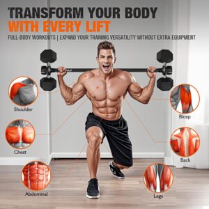 Dumbbell Converter, Convert Dumbbells to Barbell Set, Weight Bar for Bench Presses, Squats, Hip Thrust, Deadlifts, Home Weightlifting and Strength Training, Versatile Home Gym Equipment