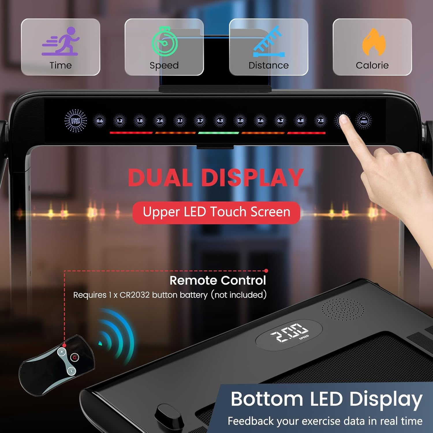 GYMAX Walking Pad, Dual LED Display Free Installation Running Machine w/Smart App/Remote Control & Bluetooth Speaker, 2 in 1 Foldable Portable Under Desk Treadmill for Small Space Home Office - Image 6