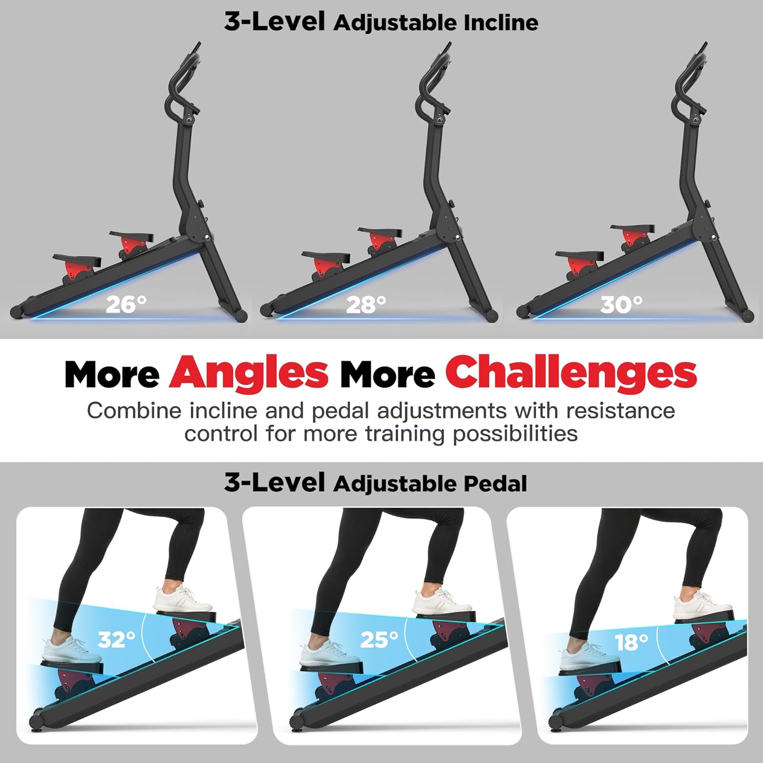 Magnetic Stair Stepper for Home,Vertical Climber Adjustable Resistance Up to 77LBS,Folding Compact Cardio Stair Climber with 350LBS Weight Capacity,19''Extended Stride - Image 4
