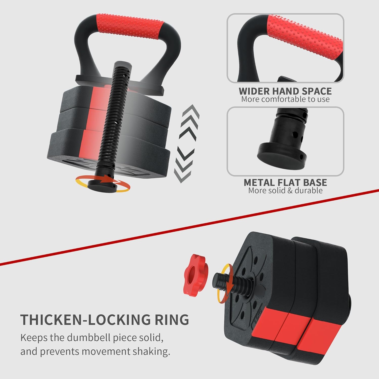 VIVITORY Dumbbell Sets Adjustable Weights, Free Weights with Connector, Non-Rolling Adjustable Dumbbell Set, Barbell for Home Gym, Hexagon, Cement Mixture - Image 3