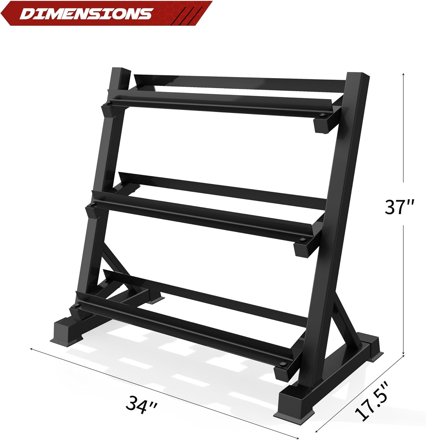 Zlinke 3-Tier Dumbbell Rack Multilevel Weight Storage Organizer for Home Gym, Weight Rack for Dumbbells, Kettlebells,1100LBS Capacity (Rack Only) - Image 2