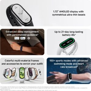Xiaomi Mi Smart Band 10 (2025) Global Version – 1.72″ AMOLED Display | 21 Days Battery Life | Touchscreen, Multi-Sport Tracker, Activity Tracker, Heart Rate Monitor | BT5.4 – (Midnight Black)